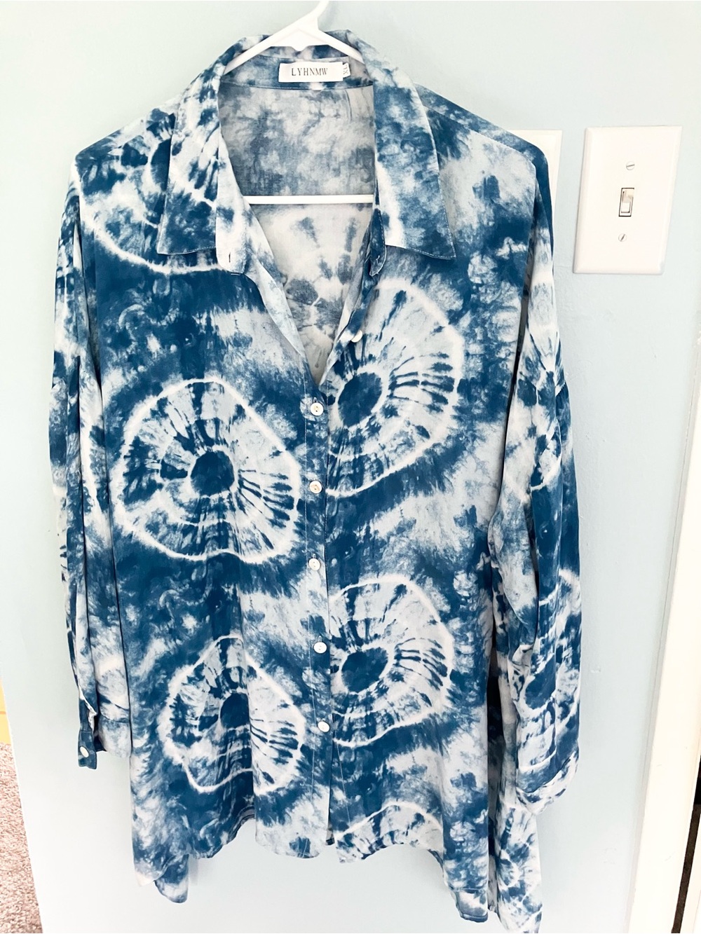 Blue Tie-Dye Button Down Shirt